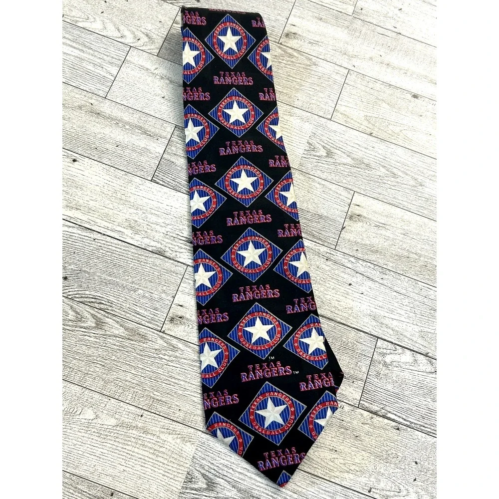 Vintage 1997 Ralph Marlin & Co. Texas Rangers‎ MLB Baseball Silk Tie Necktie EUC